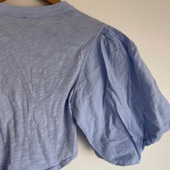 Free People Sweet Spot Cotton Puff Periwinkle Short Sleeve Top Size Small - Picture 10 of 10